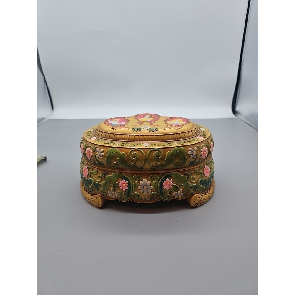 1991 Walt Disney Princess Music Jewelry Box Figurine Globes Beauty &‎ the Beast
